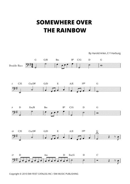 Over The Rainbow (arr. Cadenza Editions) by Judy Garland Sheet Music for String Bass Solo at ...