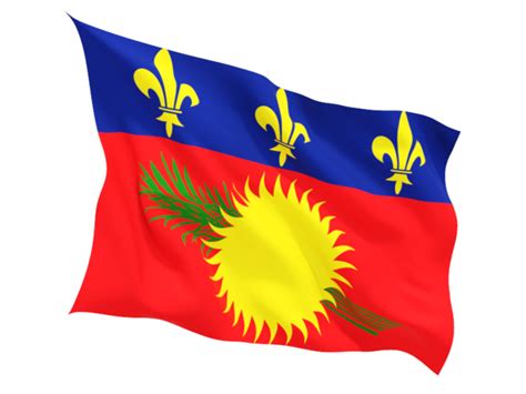 Fluttering flag. Illustration of flag of Guadeloupe