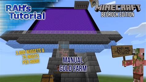 Simple & Cheap Manual Gold Farm Tutorial - Minecraft Bedrock 1.18+ MCPE Xbox PS PC - YouTube