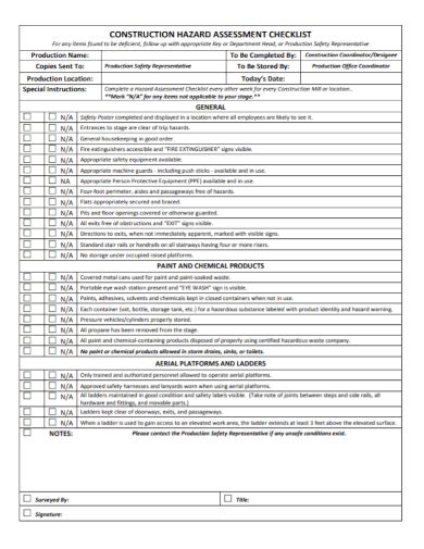 FREE 10+ Hazard Assessment Checklist Samples [ Fall, Identification, Risk ]