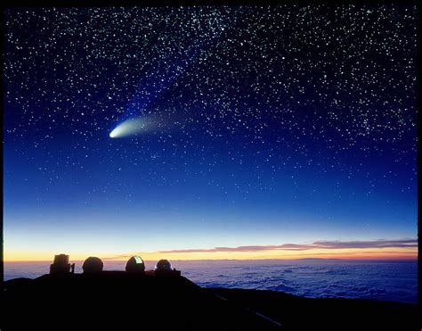 Mauna Kea Observatory & Comet Hale-bopp Photograph by David Nunuk