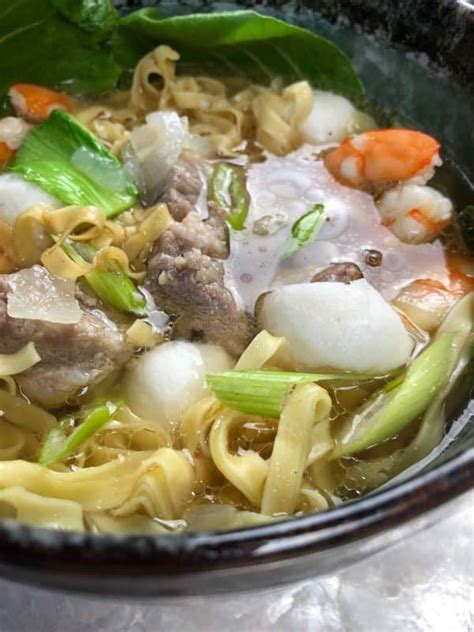 Lomi Noodle Soup with Pork, Shrimps and Vegetables - The Quirino Kitchen