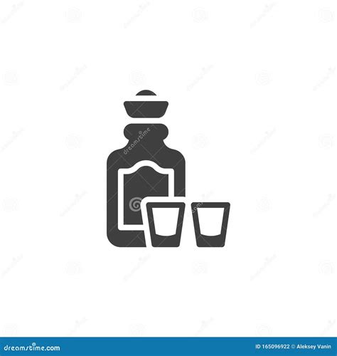 Tequila Bottle and Glass Vector Icon Stock Vector - Illustration of ...