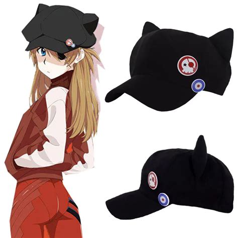 Aliexpress.com : Buy EVA Asuka anime hat cat ear cute black Plush baseball cap anime Costumes ...