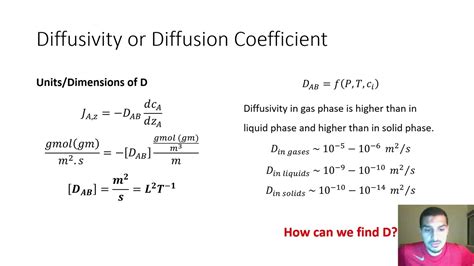 Mass Transfer in English | 10 | Diffusion coefficient - YouTube