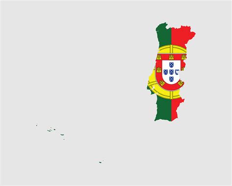 Portugal Flag Map. Map of the Portuguese Republic with the Portuguese ...