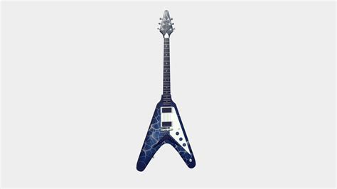 Flying V Electric Guitar 09 - Dark Blue 3D Model by gsommer