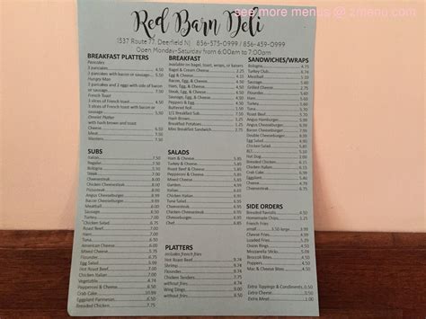 Online Menu of Red Barn Deli Restaurant, Bridgeton, New Jersey, 08302 ...