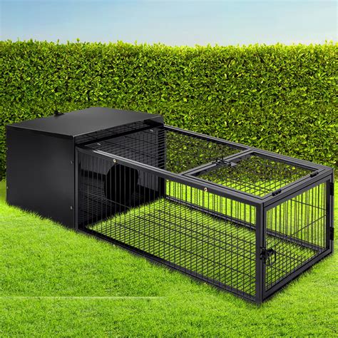 Medium Metal Rabbit Hutch Pet Rabbit Cage Indoor Hamster Enclosure Cages- Black