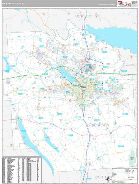 Onondaga County, NY Wall Map Premium Style by MarketMAPS - MapSales