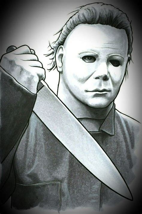 Michael Myers Drawing - Creepy Horror Art