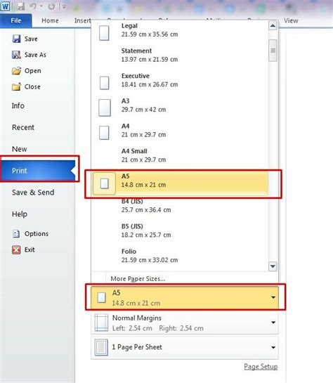 Cách in A5 trong Word