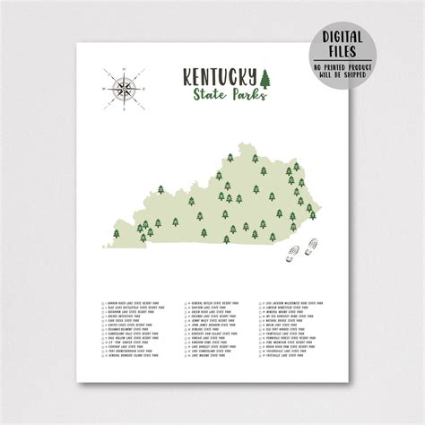 Kentucky State Parks Map | Gift For Hiker | Kentucky Map – Nomadic Spices