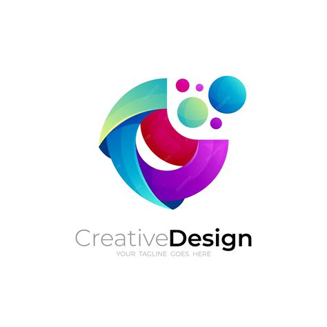 Premium Vector | C logo with babble design colorful 3d style logos