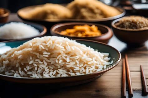 Premium AI Image | rice and rice on a table with other dishes