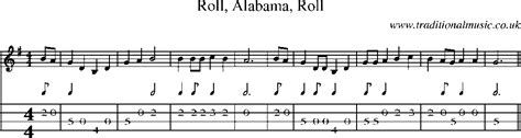 Mandolin Tab and Sheet Music for song:Roll, Alabama, Roll(1)