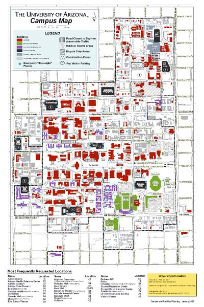 University of Arizona Campus Map - Tucson Arizona • mappery