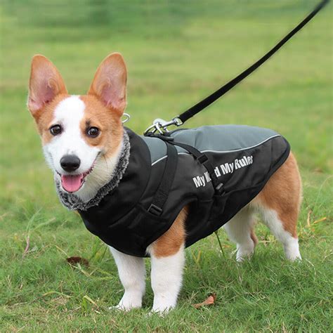 Dog Coats for Large Dogs Winter with Harness Fur Hood Waterproof Clothes Jacket | eBay