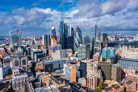 Premium Photo | Aerial panoramic scene of the london city financial ...