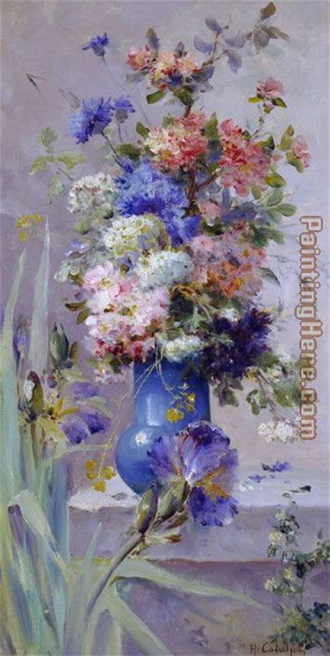 Eugene Henri Cauchois Summer Flowers with Japanese Iris painting anysize 50% off - Summer ...