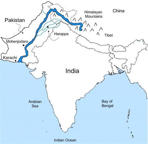 Image result for blank map of indus | River valley civilizations, Asia map, India world map