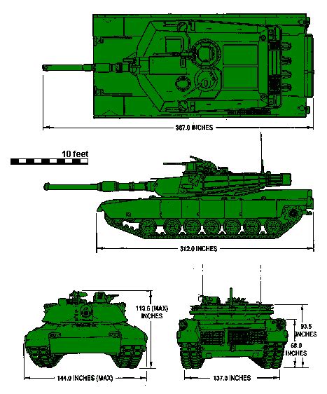 M1 Abrams Tank Dimensions