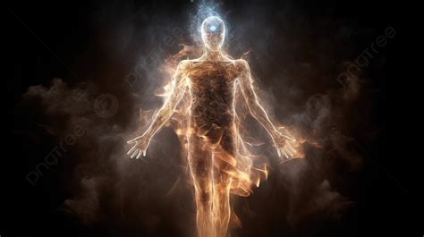 Depiction Of The Human Body In Fire Background, Picture Of Soul Leaving Body, Soul, Body ...