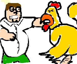 Peter Griffin fighting giant chicken. - Drawception