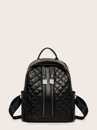 Search side pocket double zipper backpack | ROMWE