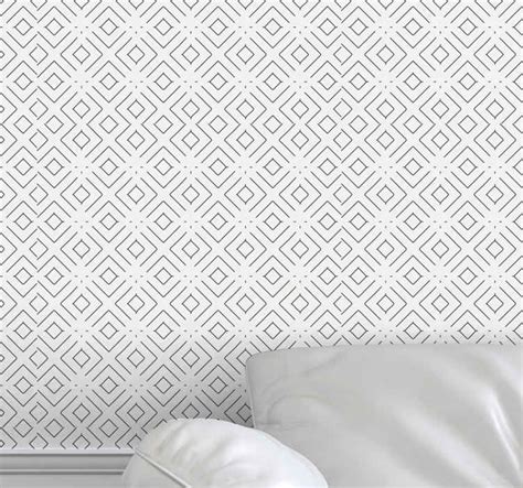 Geometric black/white Square Pattern Wallpaper - TenStickers