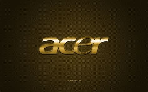 Download wallpapers Acer logo, gold carbon background, Acer metal logo, Acer gold emblem, Acer ...