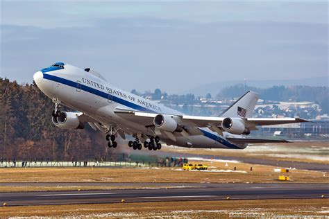 Photos of U.S. Air Force Boeing E-4B «Nightwatch» takeoff at Zurich Airport | World Defense