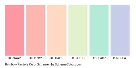 Download Rainbow Pastels color scheme consisting of #FF9AA2, #FFB7B2, # ...