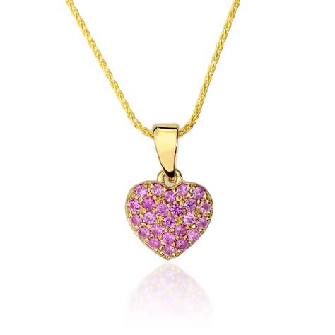 Pink Sapphire Heart Necklace - nature shiny