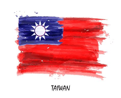 Realistic watercolor painting flag of Taiwan . Vector . 2759935 Vector ...