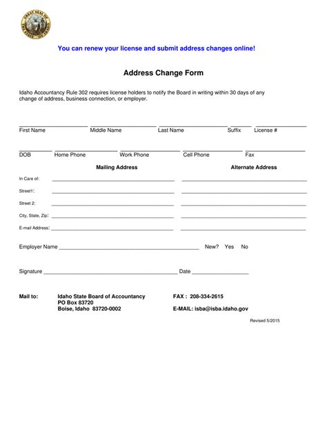 Printable Change Of Address Form Template - Printable Forms Free Online