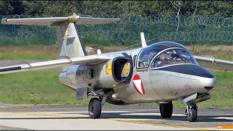 Austrian Air Force Saab 105's arrivals at Kleine Brogel - YouTube