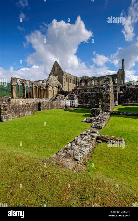 Tintern Abbey near village of Tintern, Monmouthshire Wales UK. on bank of River Wye.Founded in ...