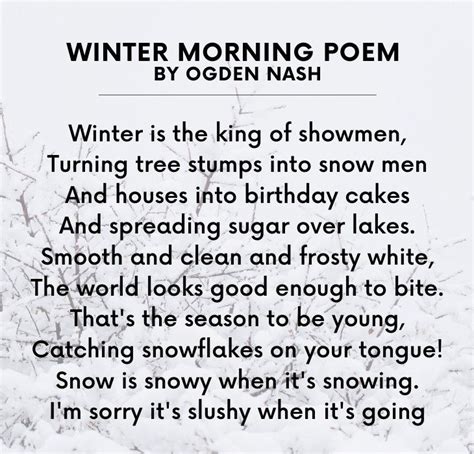 Winter morning poem | Morning poem, Poems, Short poems