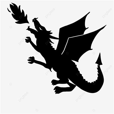 Fire Breathing Dragon Silhouette PNG Free, Cartoon Western Fire ...