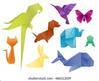 Animals Origami Set Japanese Folded Modern Stock Vector (Royalty Free) 686512039 | Shutterstock