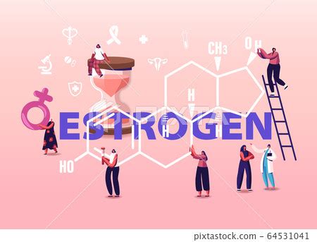 Hormones Health Concept. Tiny Female Characters... - Stock Illustration ...