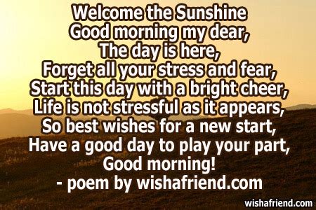 Welcome the Sunshine, Good Morning Poem