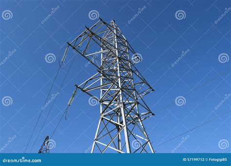 Construction of a High-voltage Power Line. Stock Photo - Image of electric, mesh: 57199712