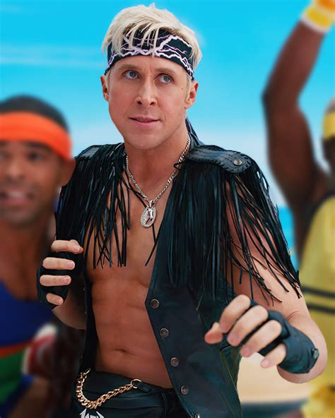 Barbie Film 2023 Ryan Gosling Black Leather Fringe Vest