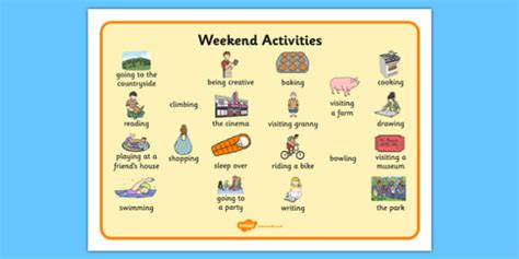 Weekend Activities Word Mat (teacher made)