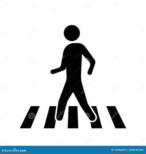 Pedestrian Crossing Sign Isolated on White Background. Vector ...