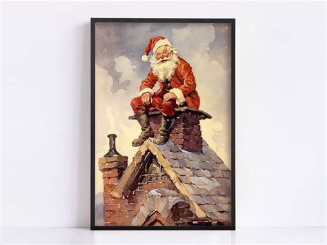 Norman Rockwell Style Santa Claus Classic Christmas, Print on Canvas ...