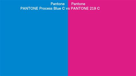 Pantone Process Blue C vs PANTONE 219 C side by side comparison