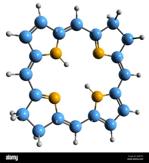 3D image of bacteriochlorin skeletal formula - molecular chemical structure of tetrapyrrole ...